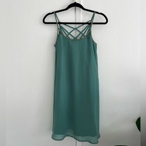 Green Dress with Bead Detail